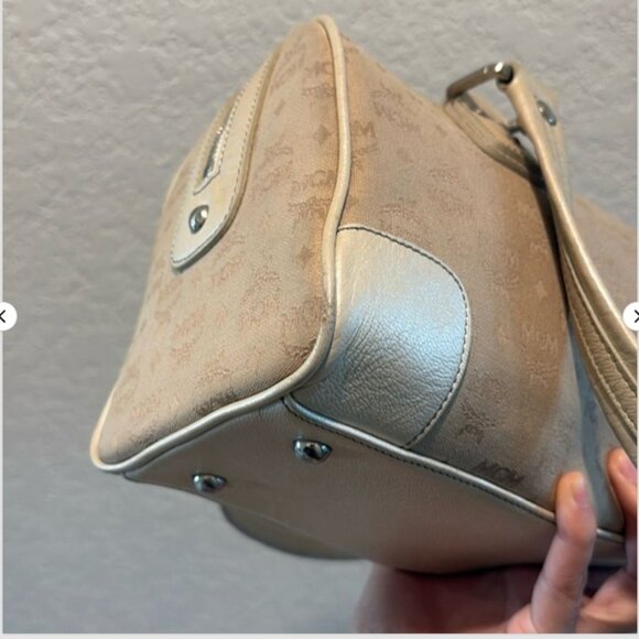 MCM Visetos Beige Leather Satchel Tote Handbag Purse Includes COA Vintage Logo - Picture 12 of 12